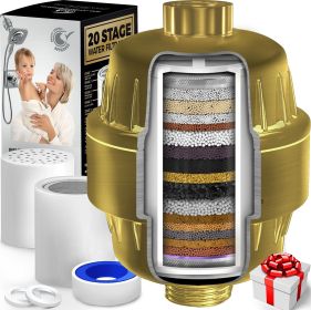 20 Stage Shower Filter for Hard Water 2.5 GPM Universal Shower Head Filter for Chlorine Fluoride Heavy Metals Vitamin C E Shower Water Filter for