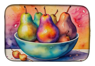 Colorful Pears Dish Drying Mat Absorbent Dish Drying Mat Pad for Kitchen Counter Dish Drainer Mat for Countertop, 14 x 21", Multicolor